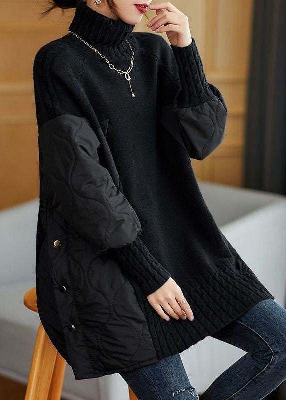 Hailey | Einfacher Patchwork-Pullover für Damen mit Rollkragen