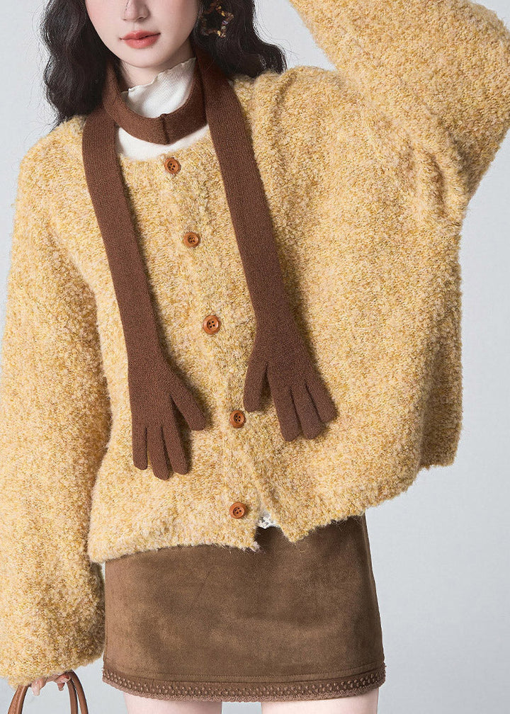Damen Strickjacke mit langen Ärmeln und Rundhalsausschnitt