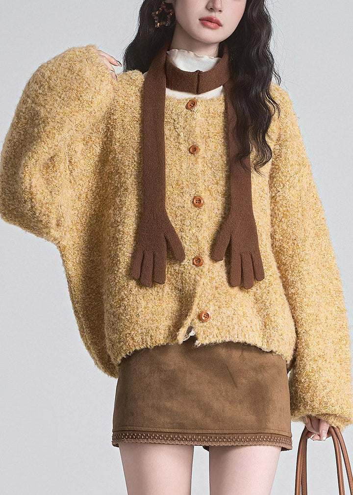 Damen Strickjacke mit langen Ärmeln und Rundhalsausschnitt