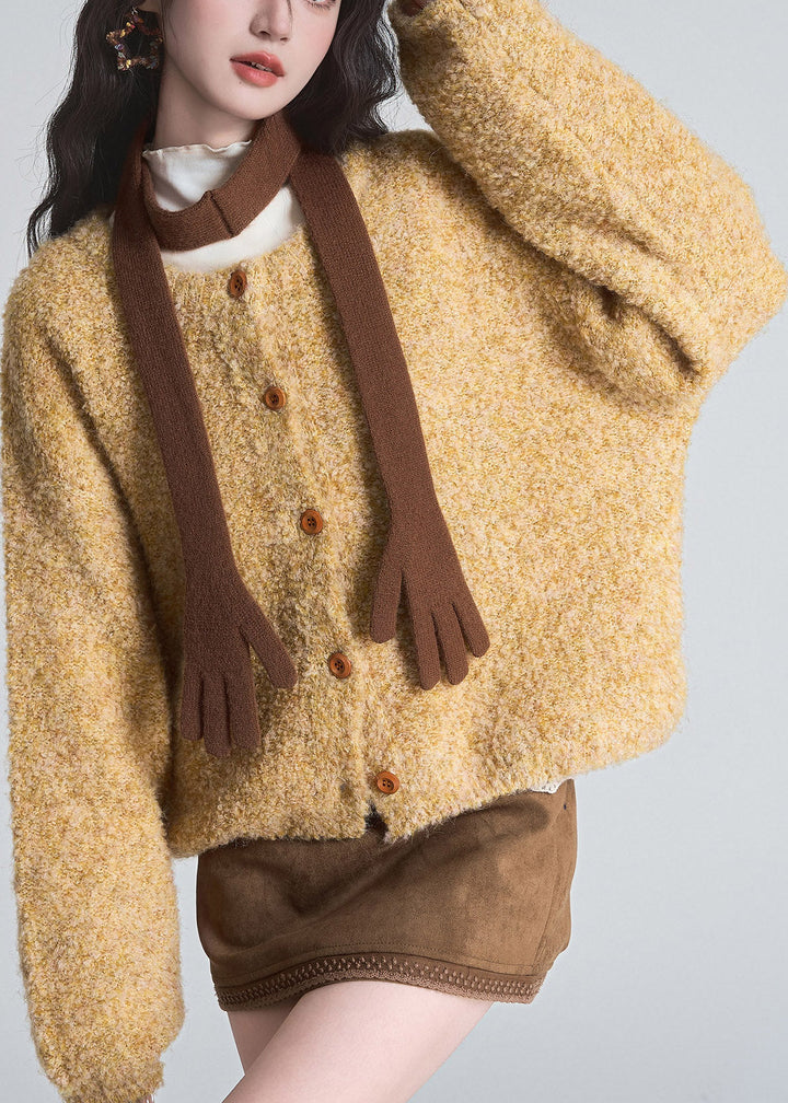Damen Strickjacke mit langen Ärmeln und Rundhalsausschnitt