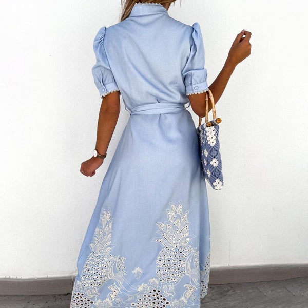 Amara | Damen Maxikleid mit Bindegürtel