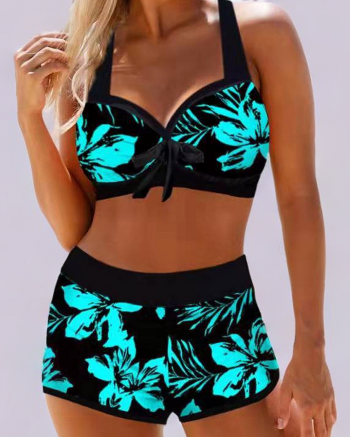 Anna | Badeanzug für Damen mit hoher Taille und Blumenmuster