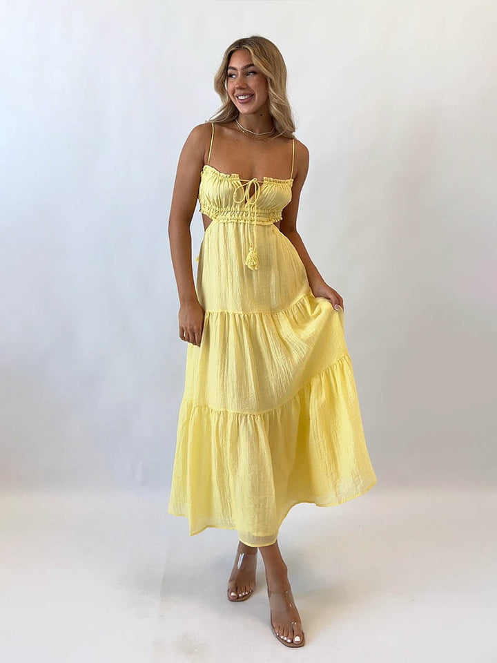 Soera | Maxi Kleid für Damen mit eckigem Ausschnitt und Spaghettiträgern