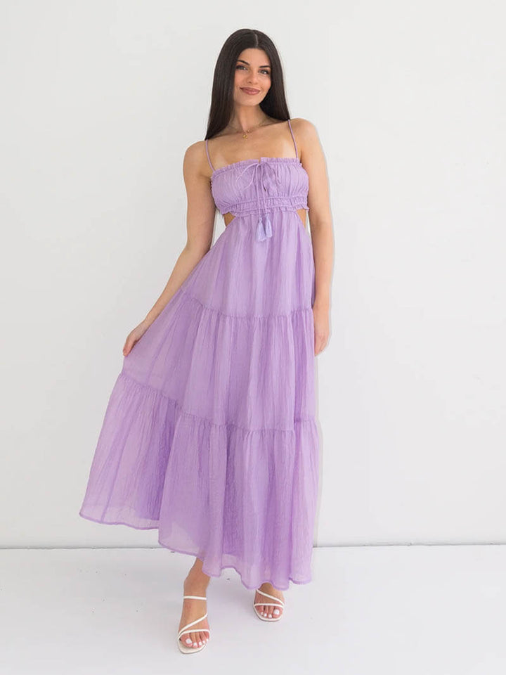 Soera | Maxi Kleid für Damen mit eckigem Ausschnitt und Spaghettiträgern