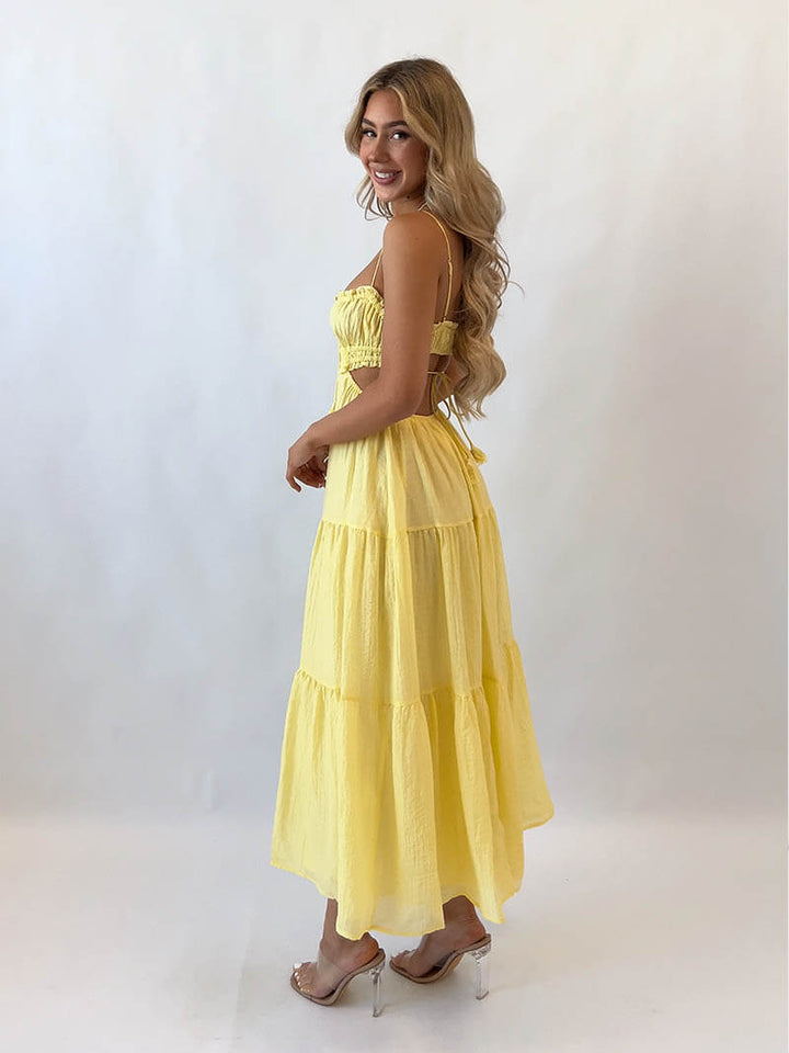Soera | Maxi Kleid für Damen mit eckigem Ausschnitt und Spaghettiträgern