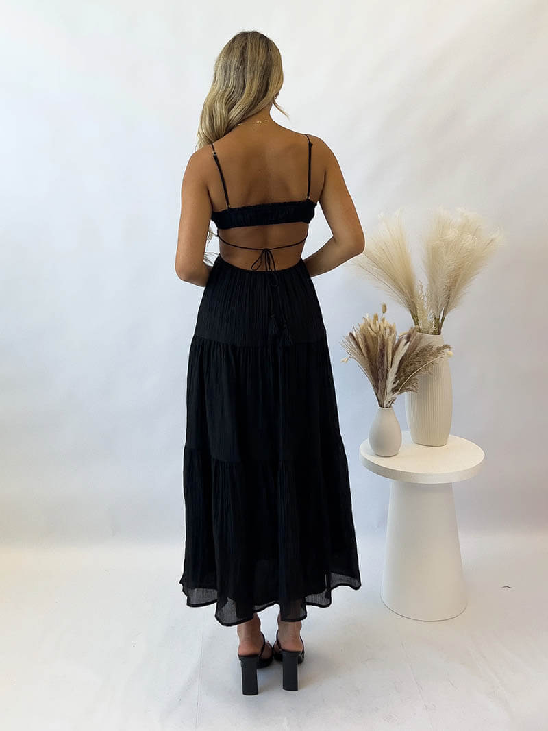 Soera | Maxi Kleid für Damen mit eckigem Ausschnitt und Spaghettiträgern