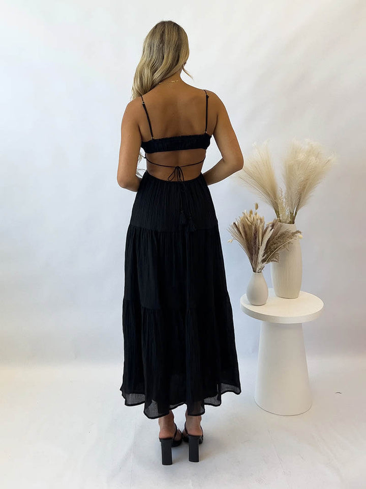 Soera | Maxi Kleid für Damen mit eckigem Ausschnitt und Spaghettiträgern