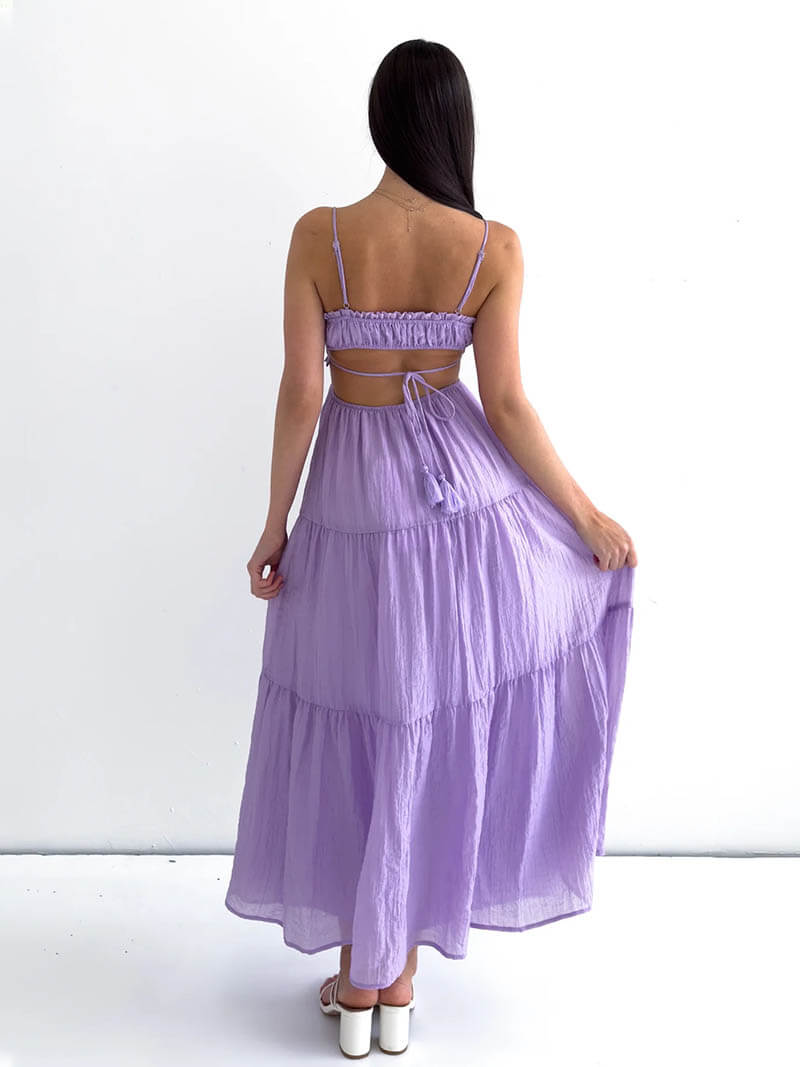 Soera | Maxi Kleid für Damen mit eckigem Ausschnitt und Spaghettiträgern