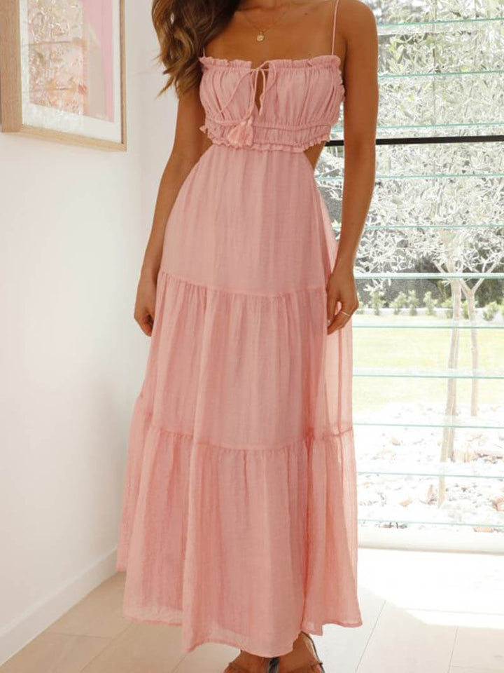 Soera | Maxi Kleid für Damen mit eckigem Ausschnitt und Spaghettiträgern