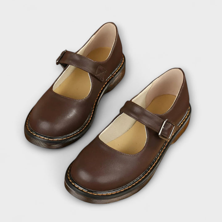Damen Vintage Mary Jane Schuhe | Klassische Schuhe mit Riemen und Komfortsohle
