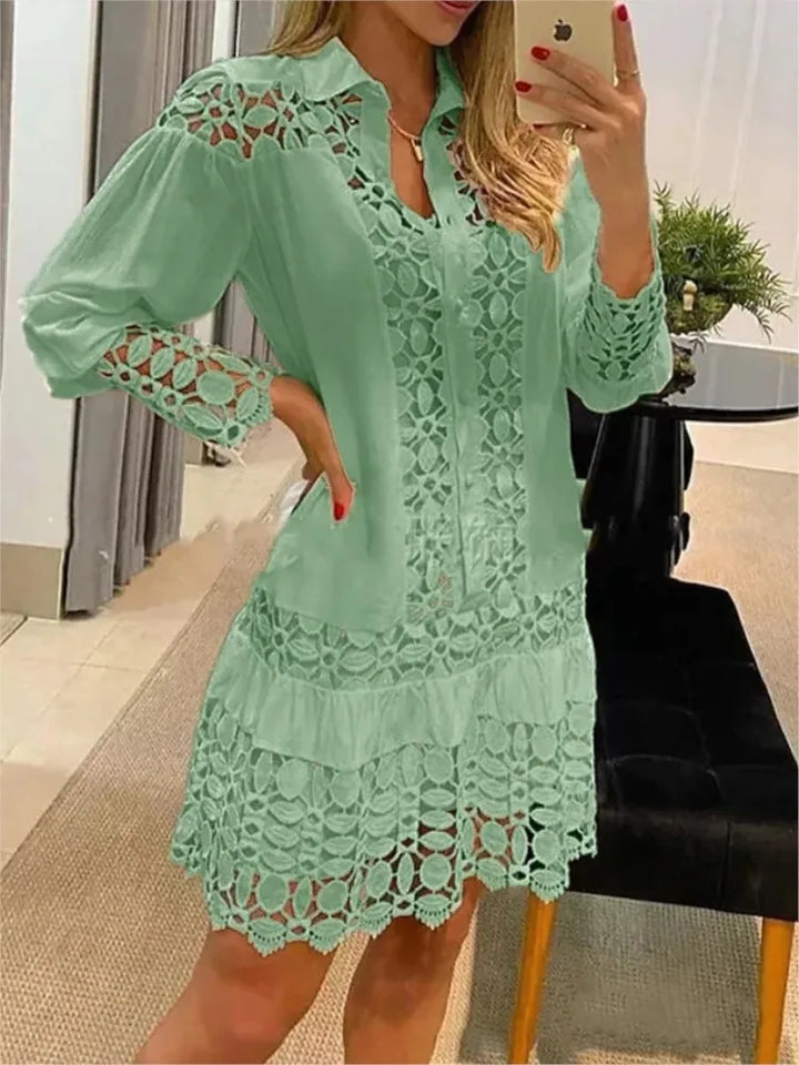 Katia | Luftiges Sommerkleid für Damen mit V-Ausschnitt und langen Ärmeln