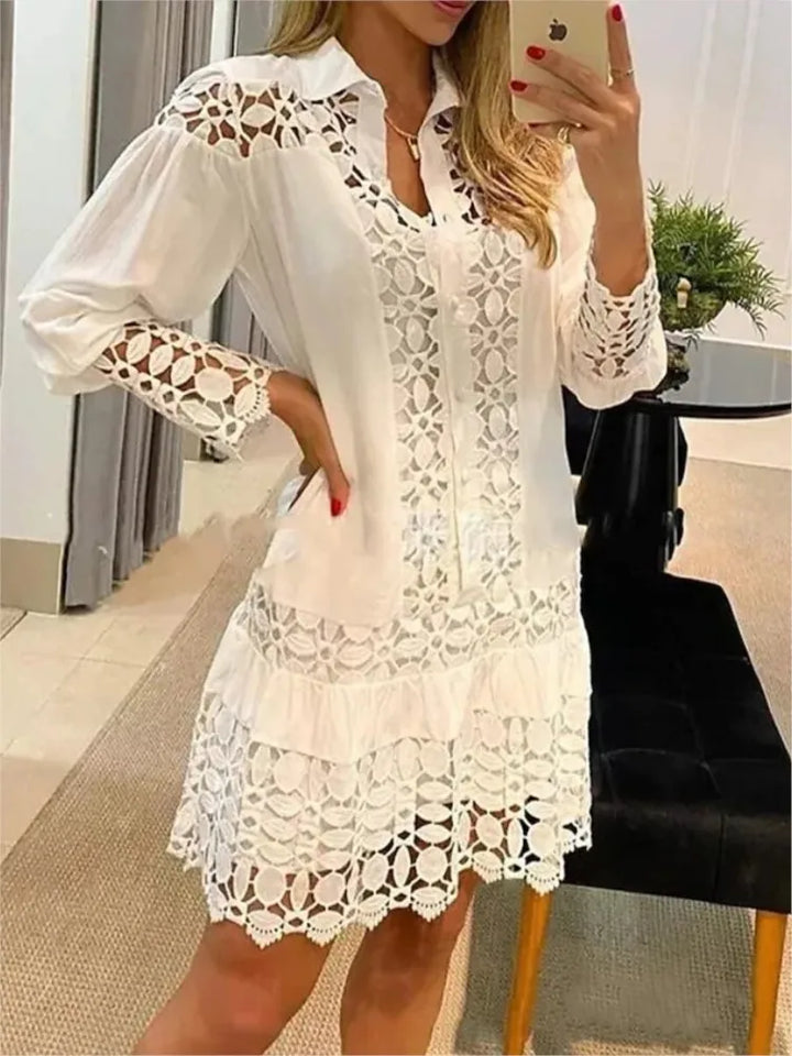 Katia | Luftiges Sommerkleid für Damen mit V-Ausschnitt und langen Ärmeln