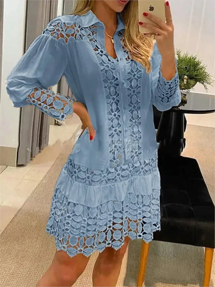 Katia | Luftiges Sommerkleid für Damen mit V-Ausschnitt und langen Ärmeln