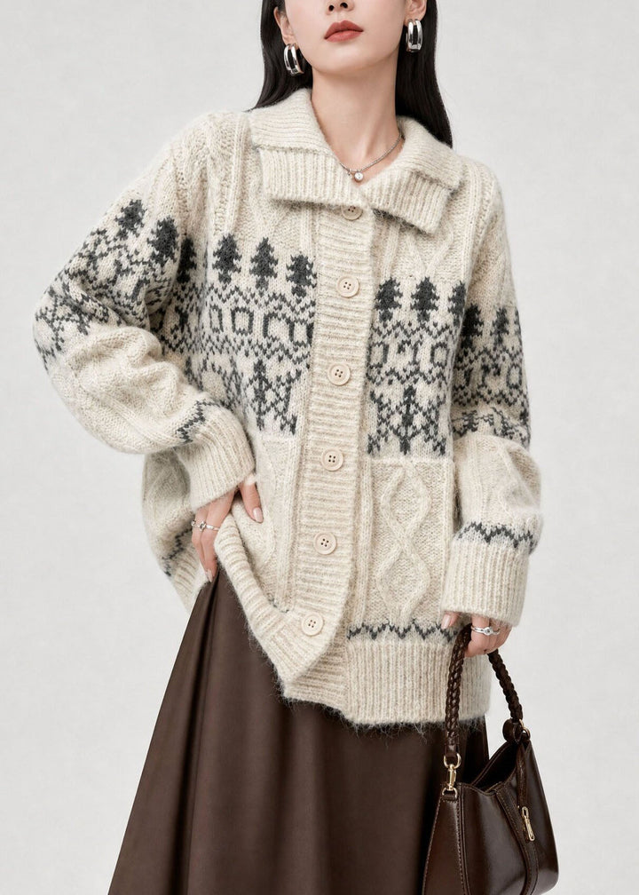 Cardigan pour femme à coupe ample avec col Claudine