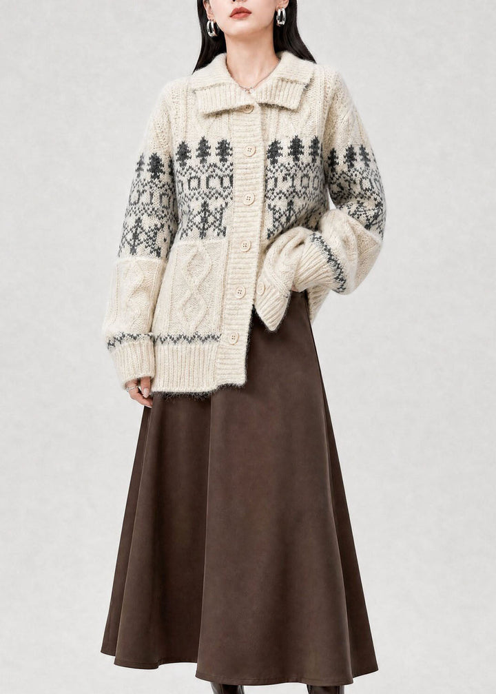Cardigan pour femme à coupe ample avec col Claudine