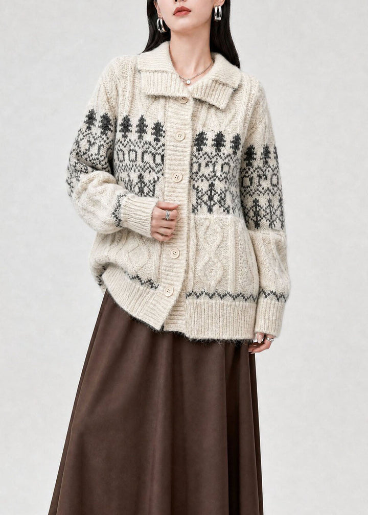 Cardigan pour femme à coupe ample avec col Claudine