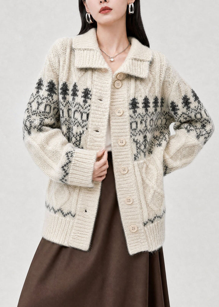 Cardigan pour femme à coupe ample avec col Claudine