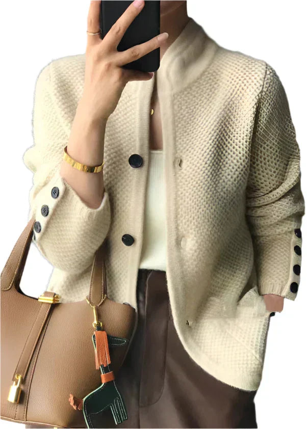 Alissa | Stilvolle Kuschelige Strickjacke für Damen mit Rundhalsausschnitt