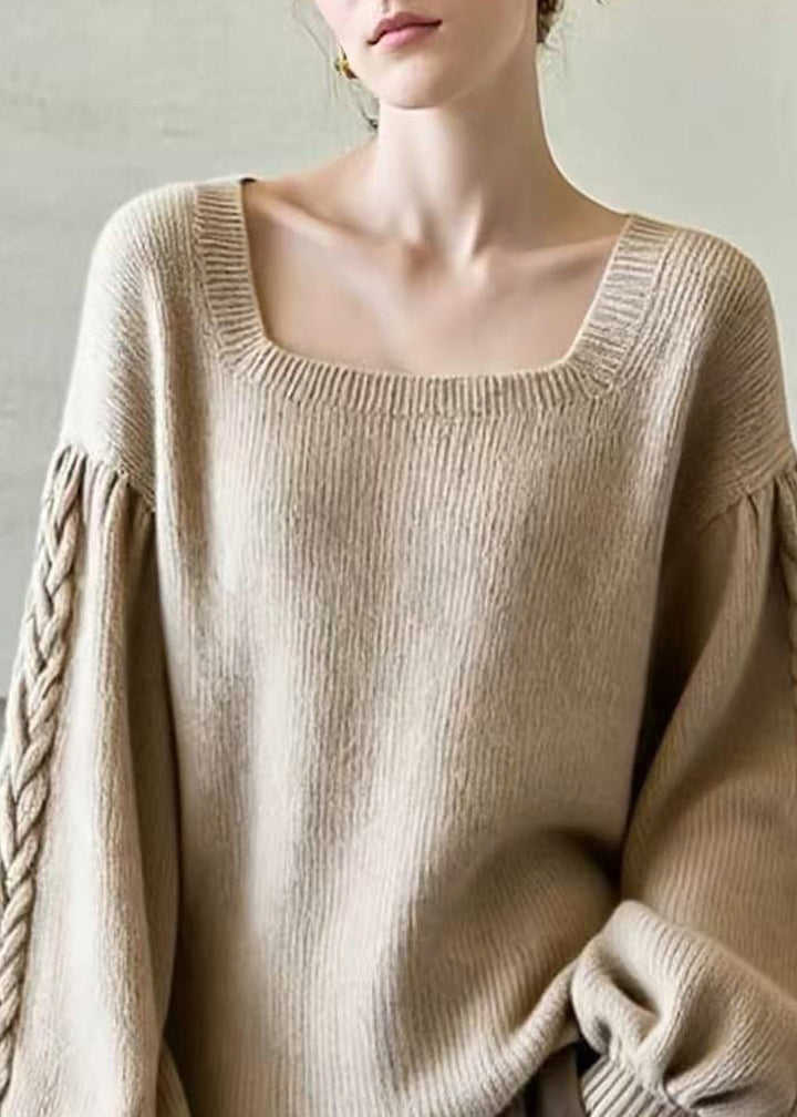 Jersey de mujer con mangas abullonadas y escote cuadrado