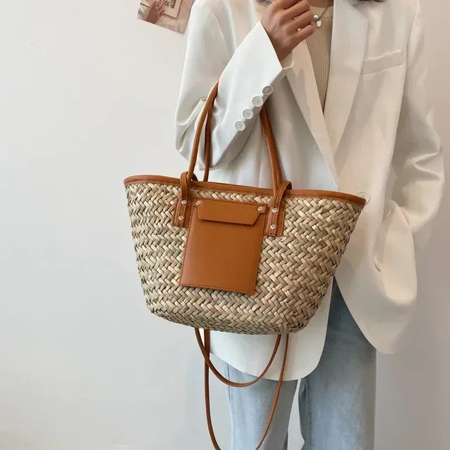 Torborg | Elegante Strohtasche für Damen mit akzenten