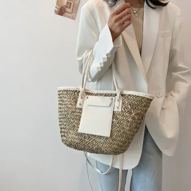 Torborg | Elegante Strohtasche für Damen mit akzenten