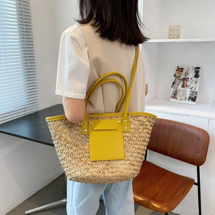 Torborg | Elegante Strohtasche für Damen mit akzenten
