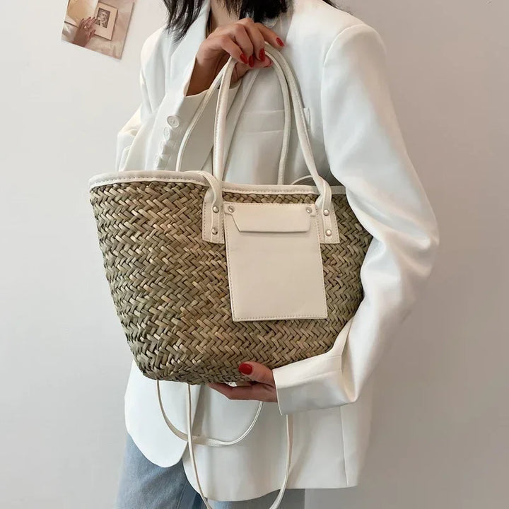 Torborg | Elegante Strohtasche für Damen mit akzenten