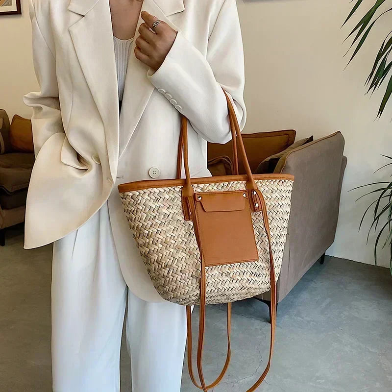 Torborg | Elegante Strohtasche für Damen mit akzenten