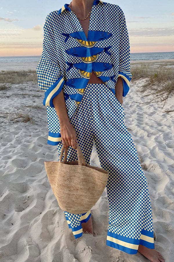 Trivela | Set mit Sardinen- und Zitronen-Print.