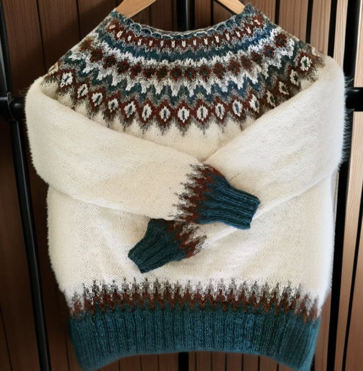 Fride | Stilvoller Vintage-Pullover für Damen mit Rundhalsausschnitt