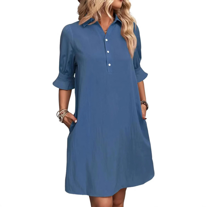 Franchesca | Lässiges Hemdblusenkleid für Damen mit kurzen Ärmeln