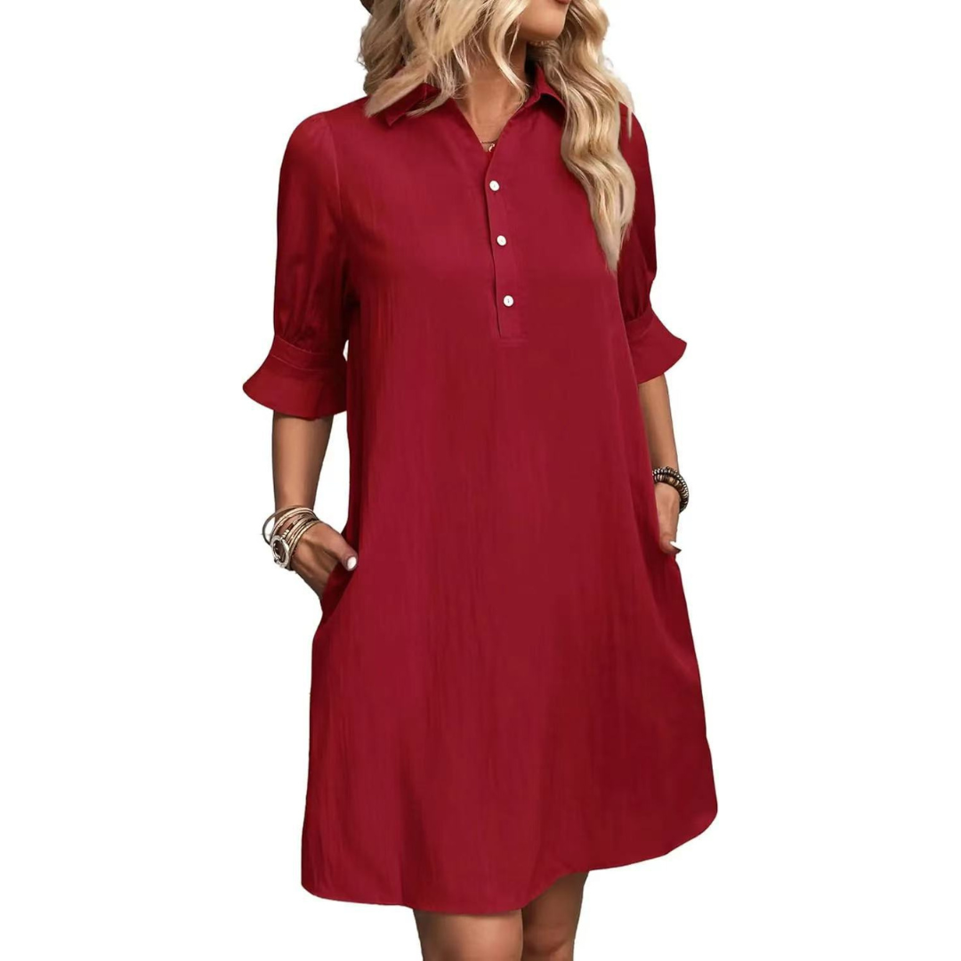 Franchesca | Lässiges Hemdblusenkleid für Damen mit kurzen Ärmeln