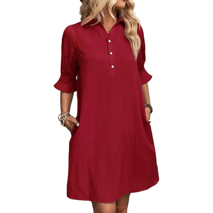 Franchesca | Lässiges Hemdblusenkleid für Damen mit kurzen Ärmeln