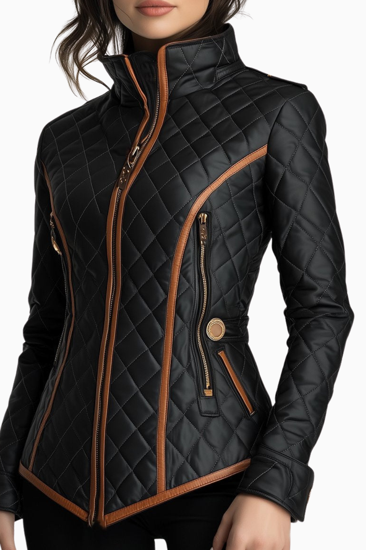 Lily | Diamantgesteppte, wattierte Jacke für Damen mit Stehkragen