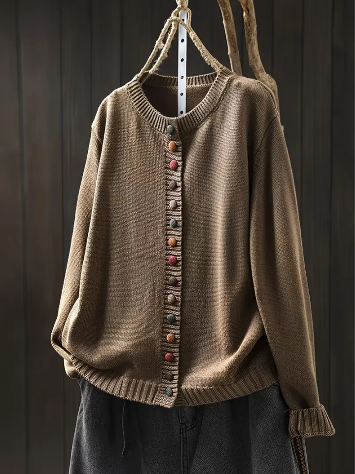 Der Ellery | Grace Cardigan für Damen mit Rundhalsausschnitt und langen Ärmeln