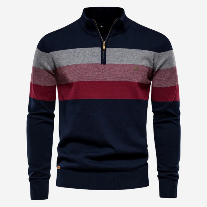 Matteo | Retro Pullover für Herren mit Stehkragen und langen Ärmeln