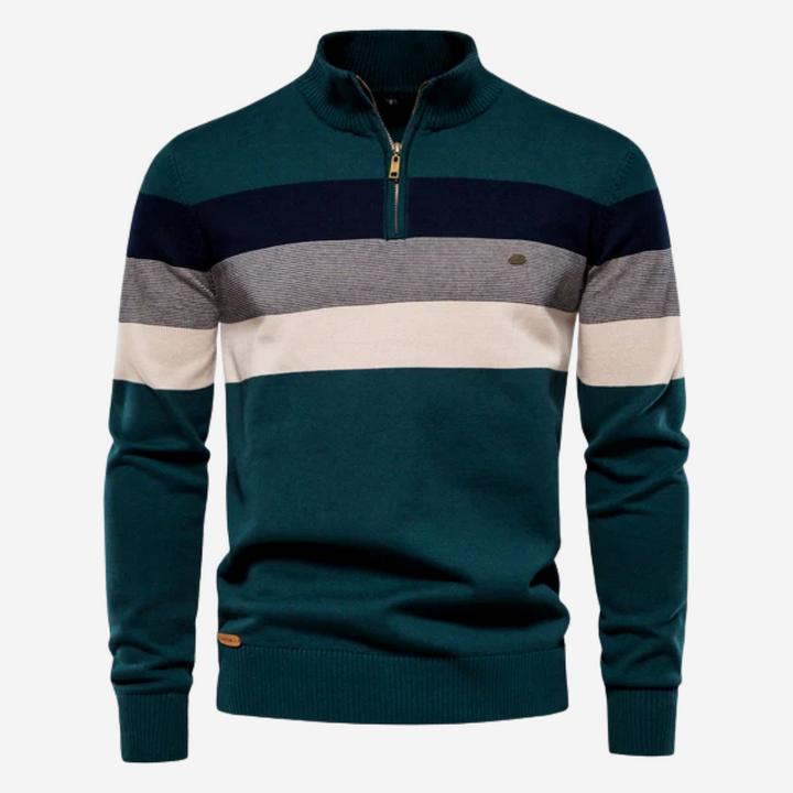 Matteo | Retro Pullover für Herren mit Stehkragen und langen Ärmeln
