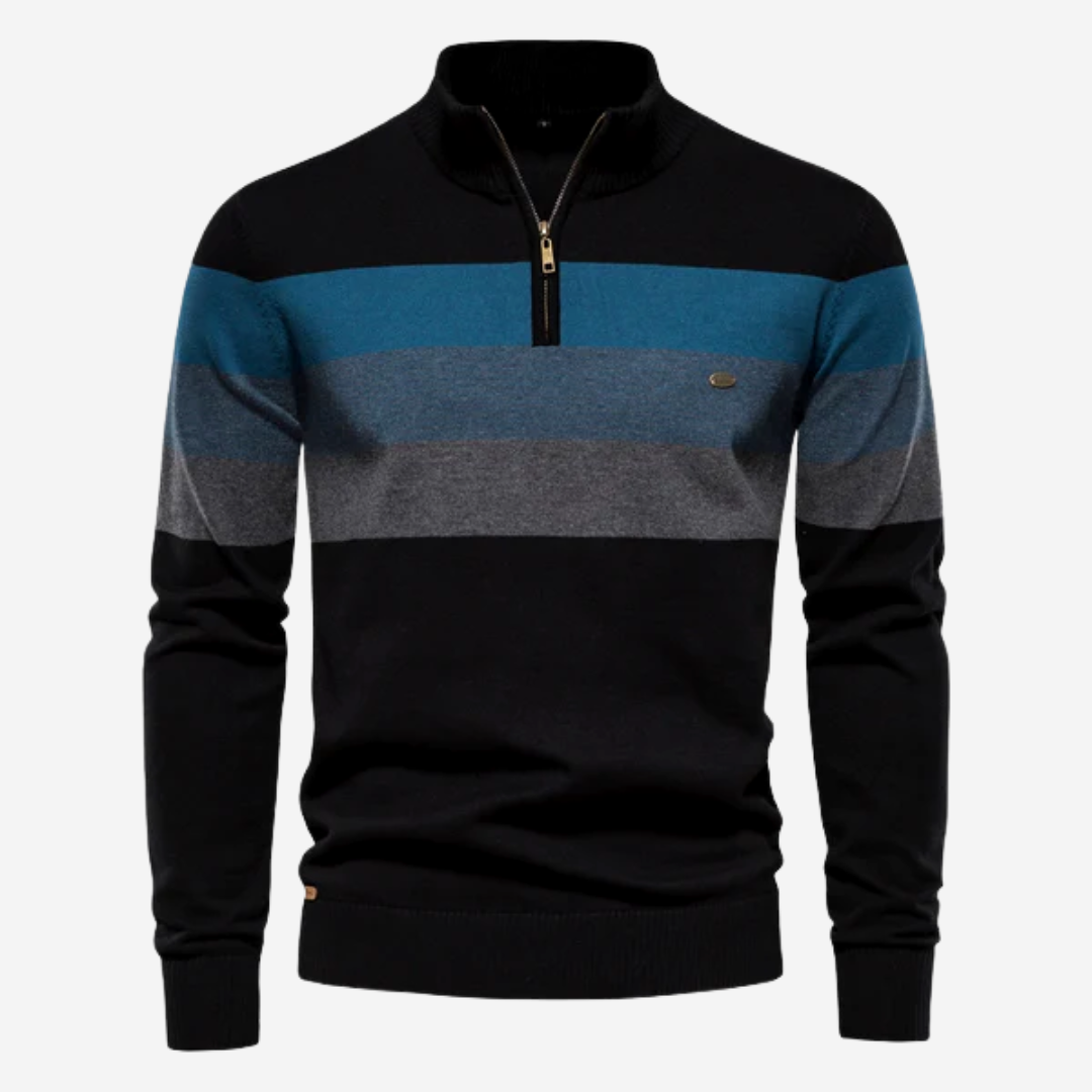 Matteo | Retro Pullover für Herren mit Stehkragen und langen Ärmeln