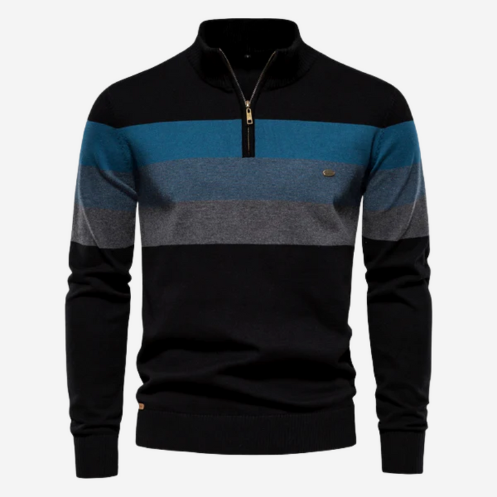Matteo | Retro Pullover für Herren mit Stehkragen und langen Ärmeln