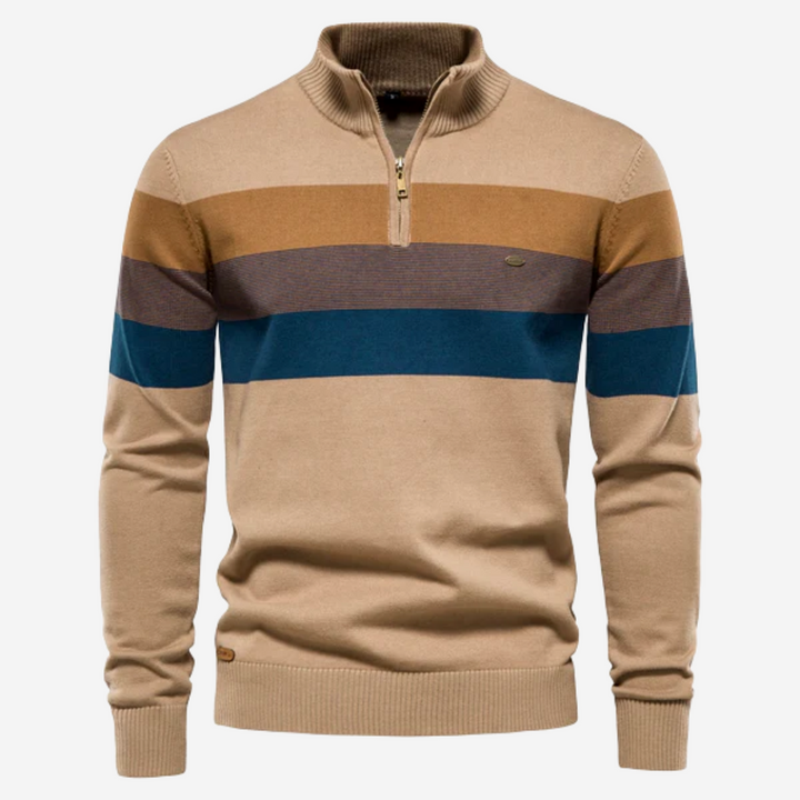 Matteo | Retro Pullover für Herren mit Stehkragen und langen Ärmeln