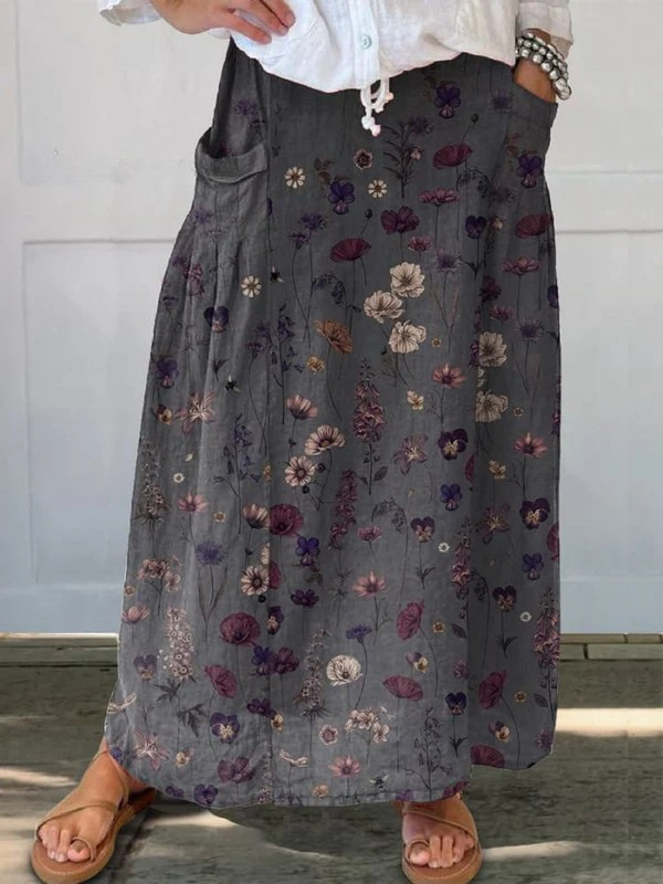 Damen Blumen Kunstdruck Taschenrock