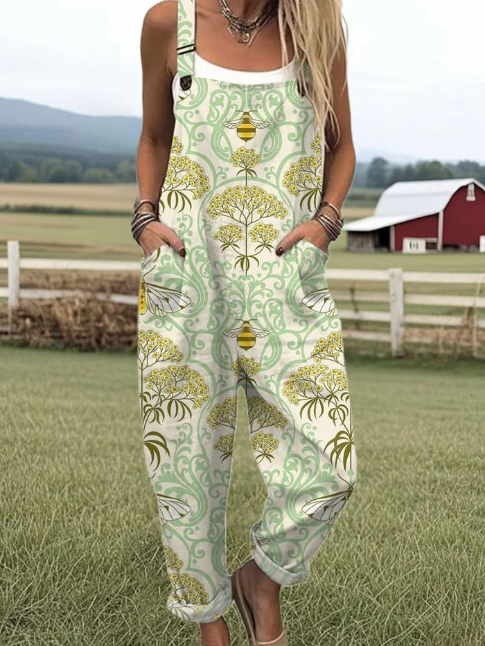 Vintage Floral Jumpsuit | Müheloser Komfort und Stilvolles Weites Bein Design für Damen