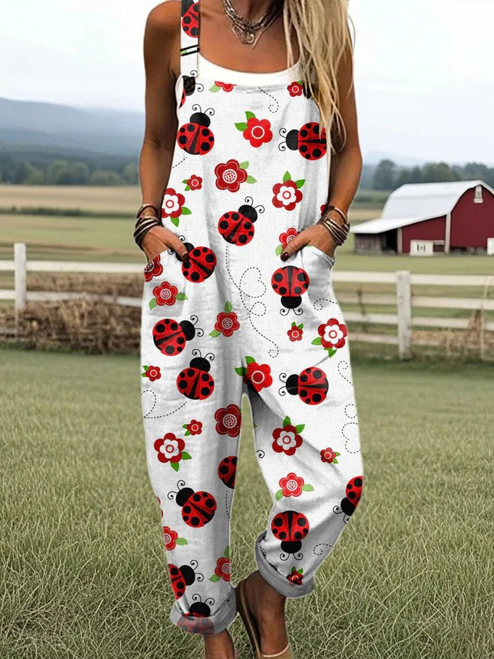 Damen Vintage Blumen Jumpsuit | Bequemes Weitbein-Design