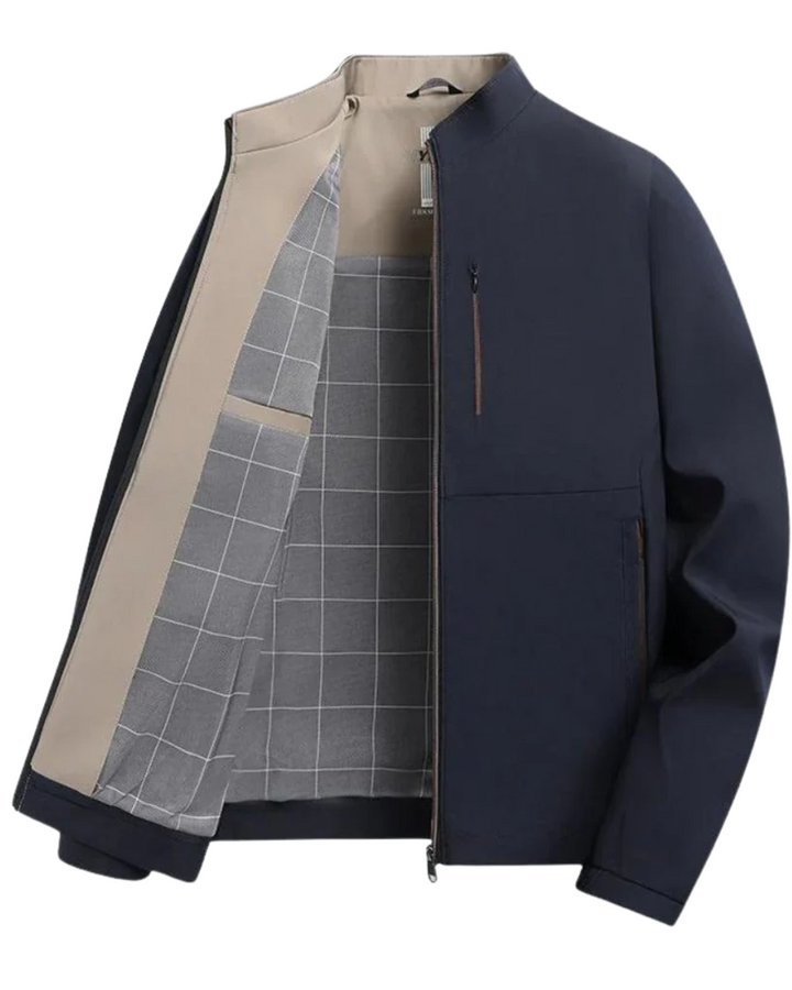 Klassische Zip-Jacke für Herren mit Rundhalsausschnitt und langen Ärmeln