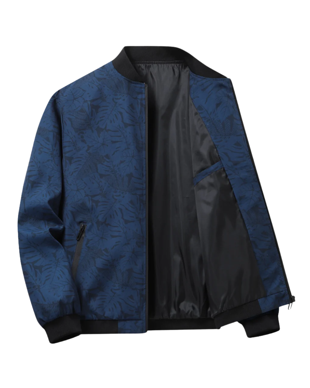 Elegante Herren Bomberjacke mit Blumenmuster und Rundhalsausschnitt