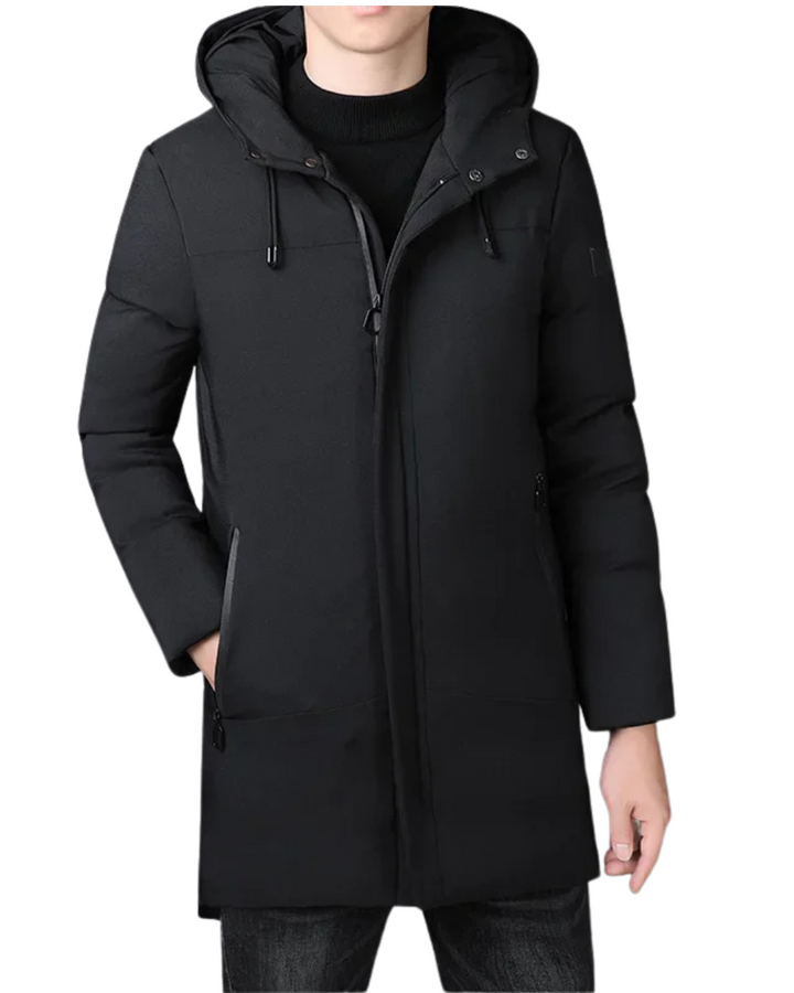 Elegante Lange Herrenjacke für Herren mit Kapuze und langen Ärmeln
