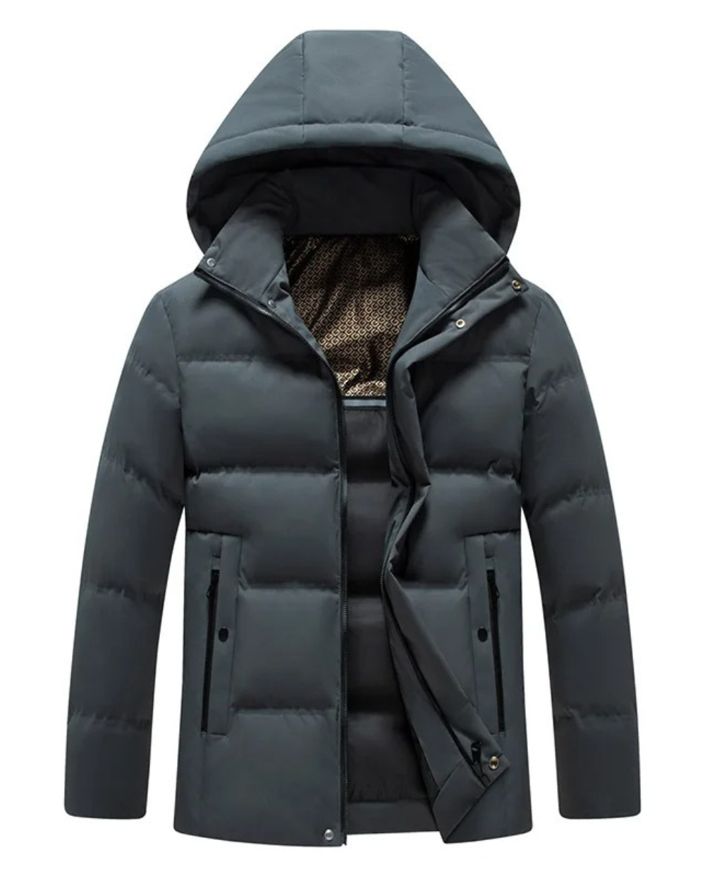 Elegante Wasserfeste Winterjacke für Herren mit Kapuze und langen Ärmeln
