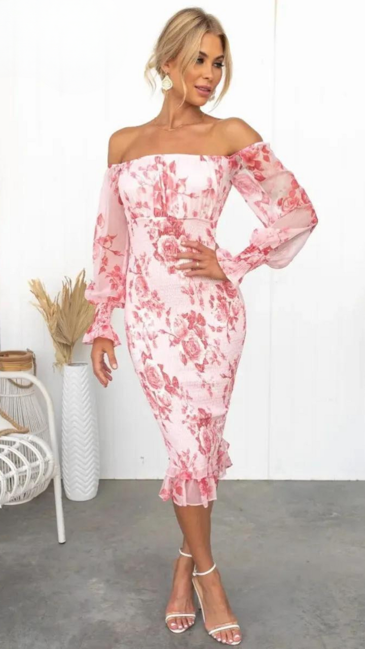Kendall | Luxe Midi Kleid (Fast ausverkauft) für Damen mit Blumenmuster