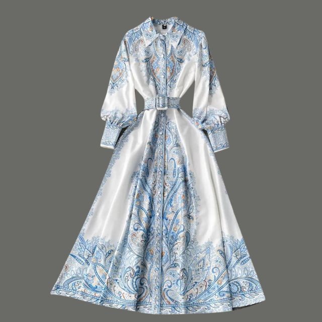 Floral A-Linienkleid für Damen mit schickem Gürtel-Detail