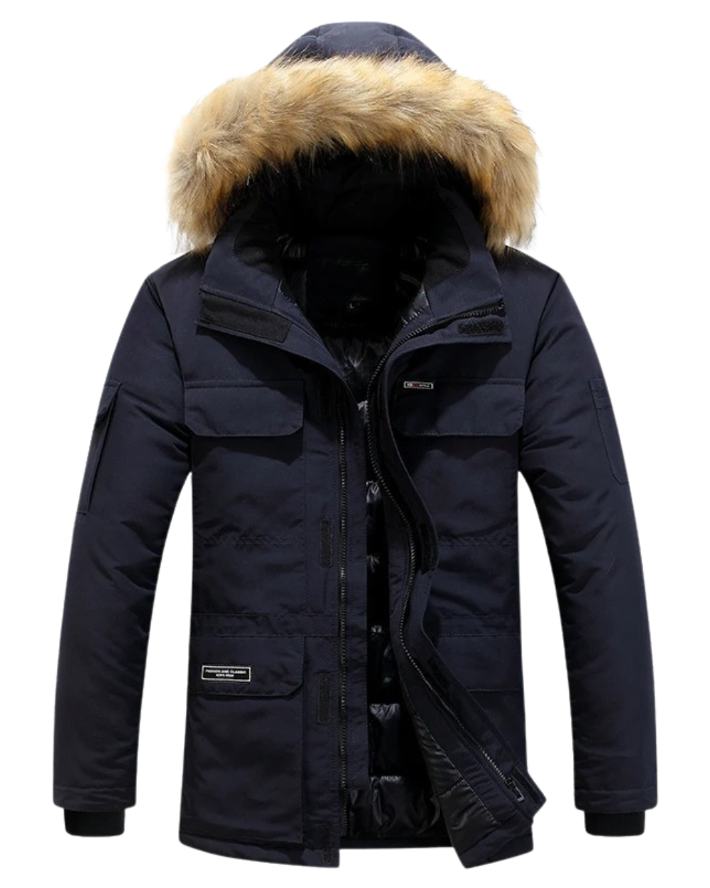 Elegante Herren Winterjacke mit Kapuze und langen Ärmeln